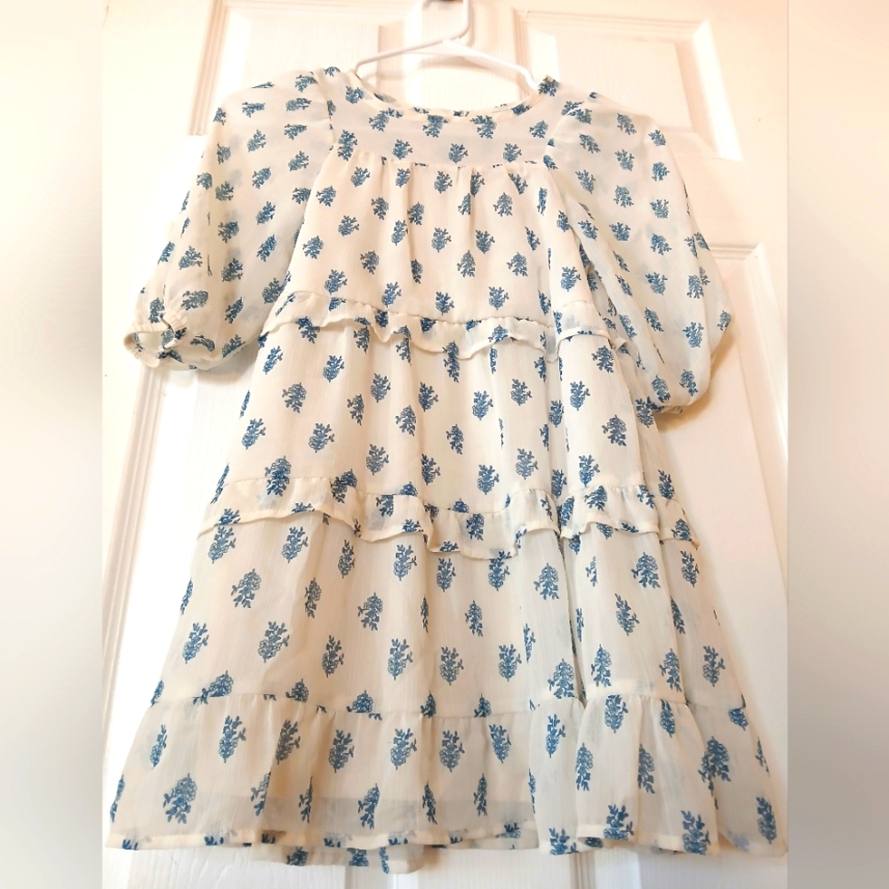 Adorable Floral Layered 3/4 Sleeve Dress for Girls